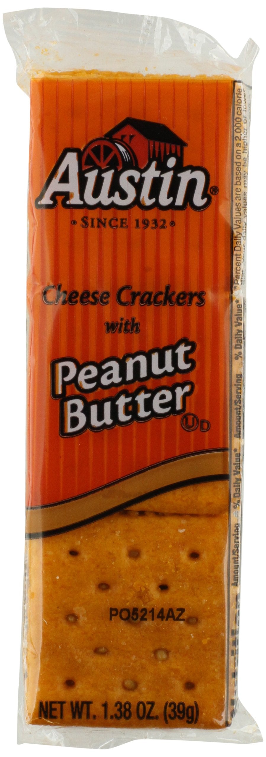Austin Cheese Crackers with Peanut Butter front view showing convenient snack pack