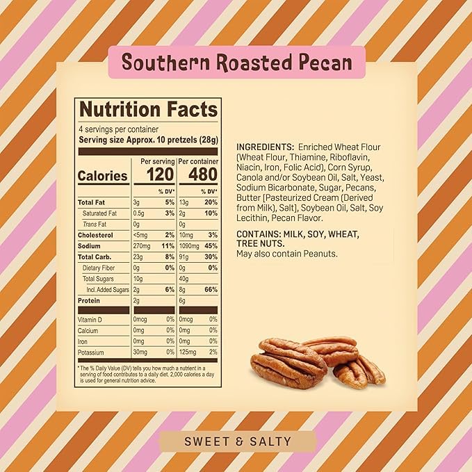 Austin Pretzel Co Southern Roasted Pecan bites featuring a nutty crunch and toffee glaze