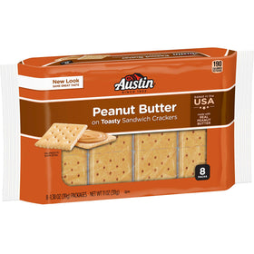 Austin Toasty Round Crackers with Peanut Butter—tray of four for easy sharing.