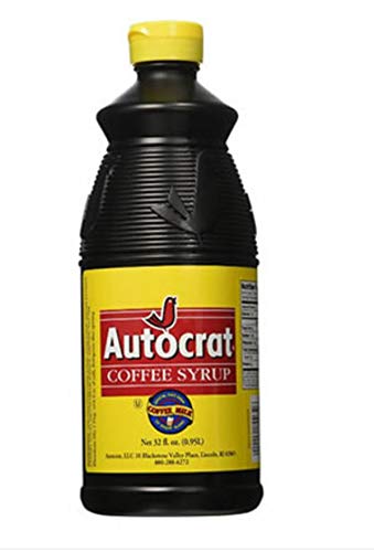 Autocrat Coffee Syrup 32oz bottle pour enhances coffee drinks and desserts with café-style flavor.