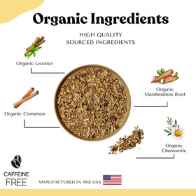 Autoimmuni-Tea steeped cup with steam suggesting relaxation and digestion support.