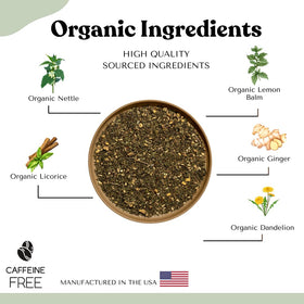 Autoimmuni-Tea nettle, licorice, and dandelion ingredients.