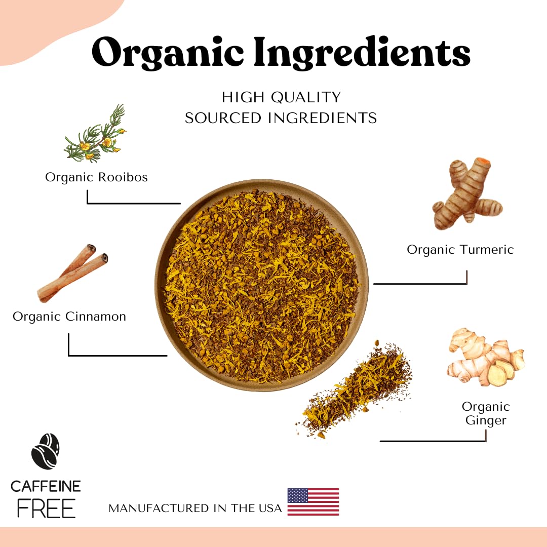 Autoimmuni-Tea turmeric-ginger-tea ingredients showcase turmeric, rooibos, and ginger for balanced warmth.