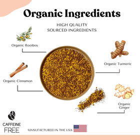 Autoimmuni-Tea turmeric-ginger-tea ingredients showcase turmeric, rooibos, and ginger for balanced warmth.