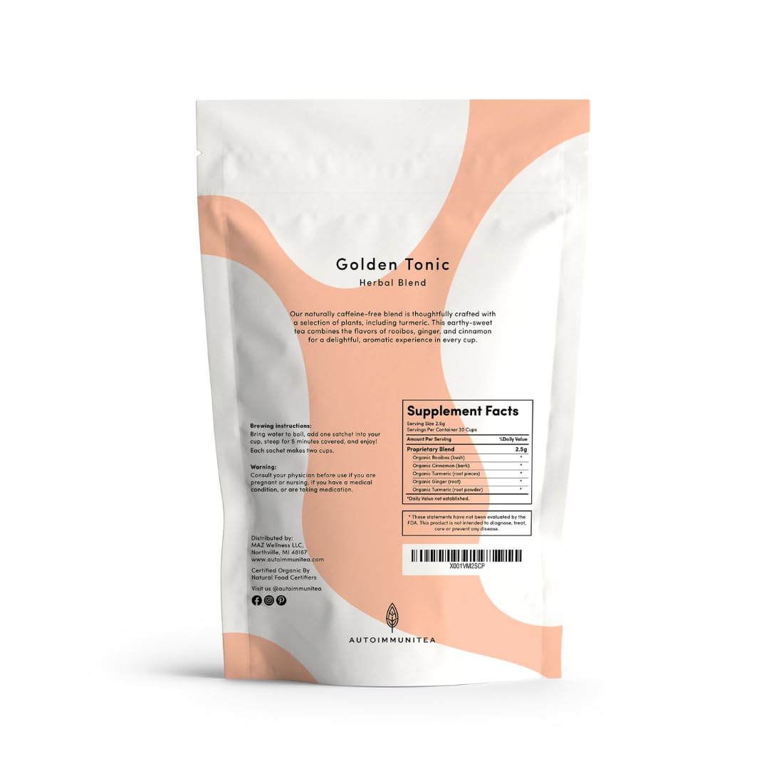 Autoimmuni-Tea turmeric-ginger-tea vegan blend uses plant-based ingredients.