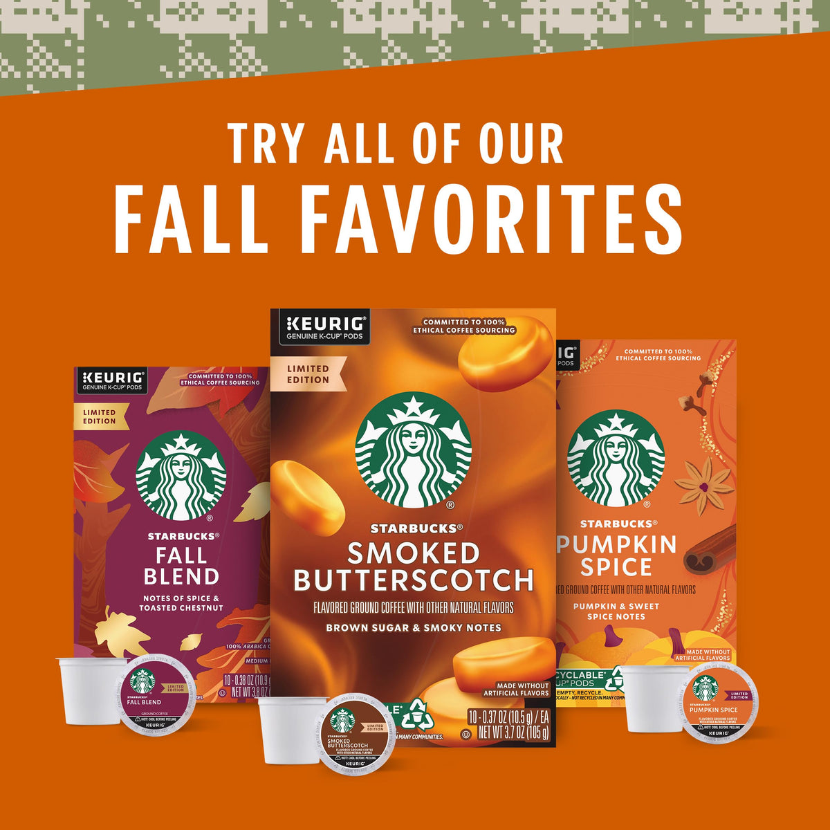 Autumn leaves with the Starbucks Fall Blend mug evoke cozy coffee rituals.