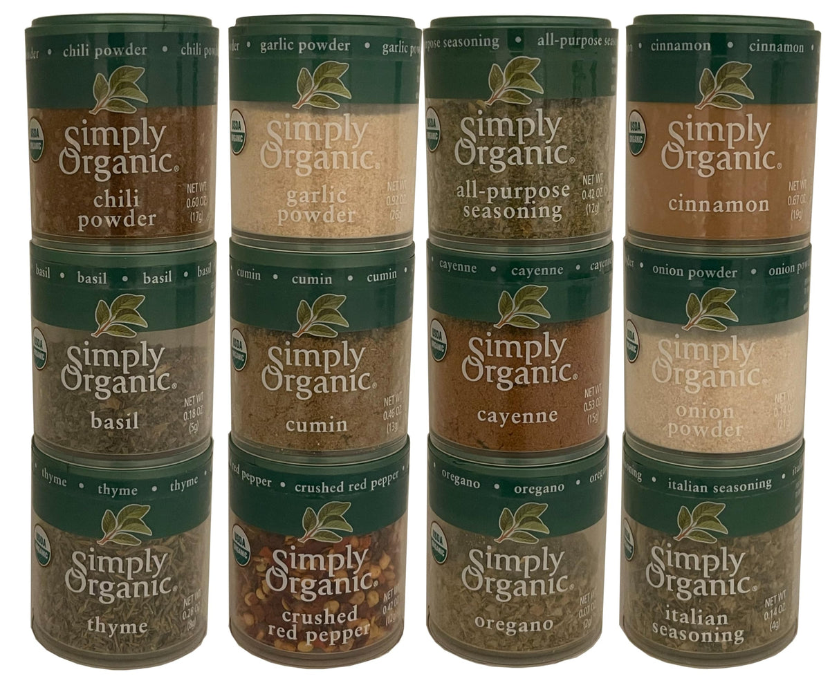 AUUOO Simply Organic Mini Spices Gift Set with 12 jars for gourmet meal prep