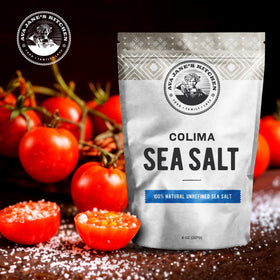 Ava Jane's Colima salt being sprinkled from a small scoop.