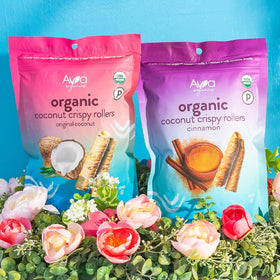 Ava Organics Cinnamon Coconut Crispy Rollers paleo-friendly snack option.