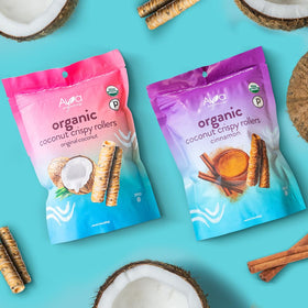 Eight-pack Ava Organics coconut rollers, perfect for family lunches.
