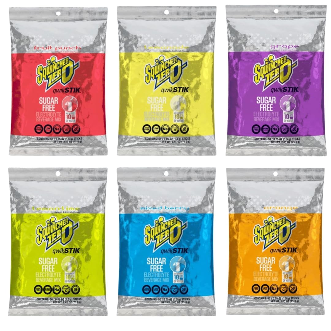 Avama Sqwiincher Zero 6 Flavor Qwik Stik - sugar-free electrolyte mix for on-the-go hydration.