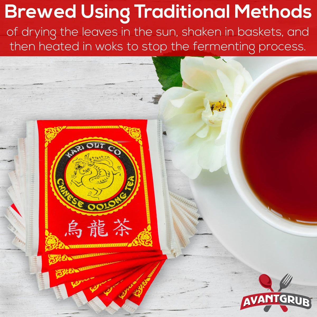 Avant Grub oolong tea offers strong, full flavor for energizing mornings.