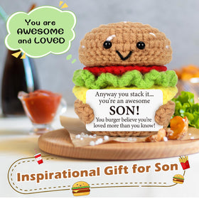 AVBODA crochet burger for son's birthday gift, ready to surprise