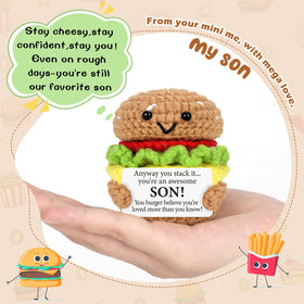 AVBODA desk decor crochet burger perched on a shelf