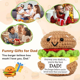 AVBODA mini burger on desk display, a charming desk ornament for dad's workspace.