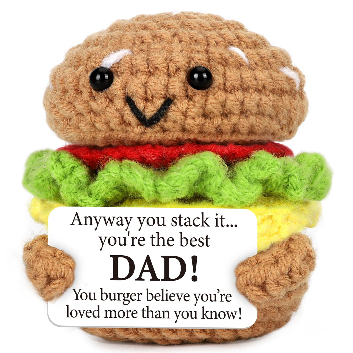 AVBODA crochet burger gift idea for dad, ideal for birthdays and Father’s Day.