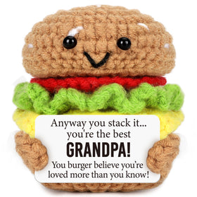 AVBODA mini crochet burger for Grandpa, handmade keepsake from grandkids.