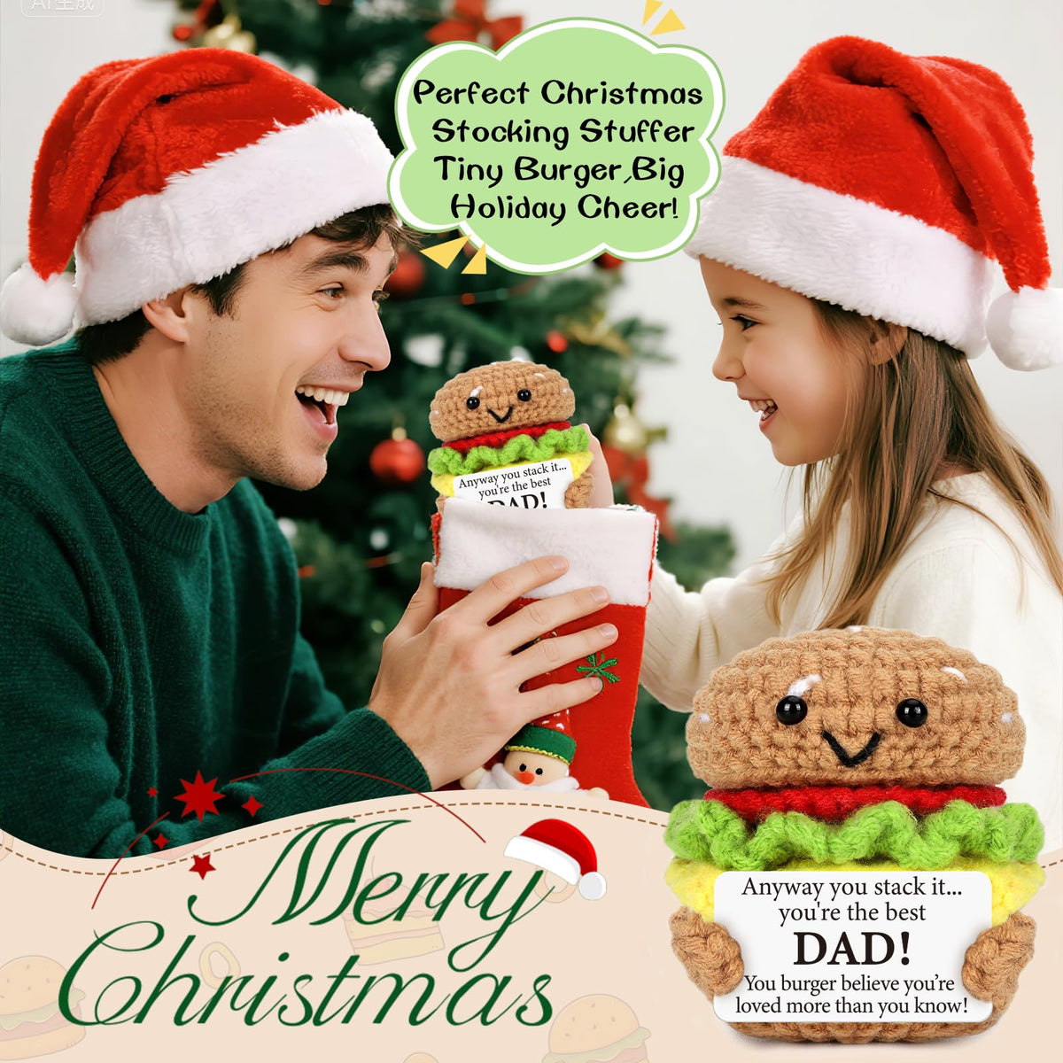 AVBODA burger with card, ready to share affectionate humor and warmth.