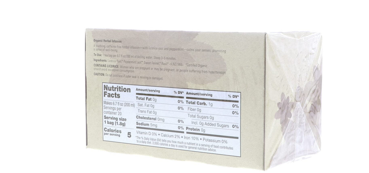 Aveda Comforting Tea Bags on a kitchen shelf for daily use