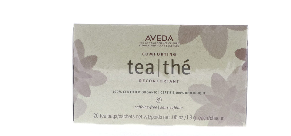 Aveda Comforting Tea Bags front pack showcases organic blend for a soothing evening ritual.