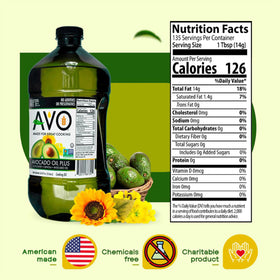 AVO Avocado Oil Blend bottle closeup showing quality and clarity