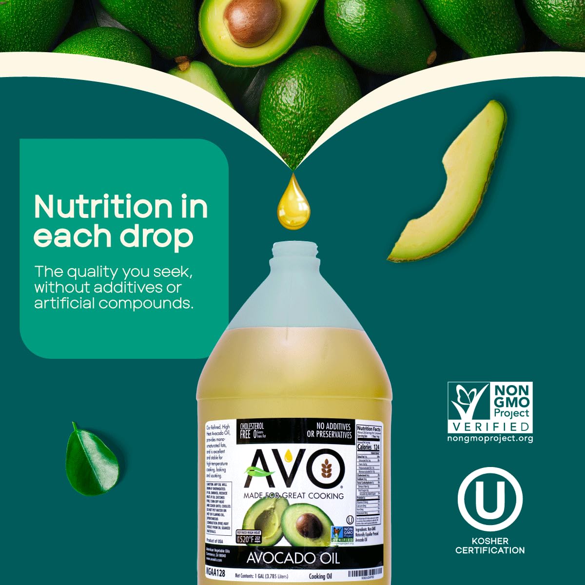 AVO Avocado Oil in a kitchen setup ready for use in recipes.