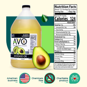 AVO Avocado Oil nutrition and appearance indicating premium quality.