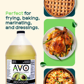 AVO Avocado Oil in a hot pan for searing vegetables.
