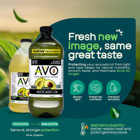 AVO Organic Avocado Oil being poured for sautés and dressings