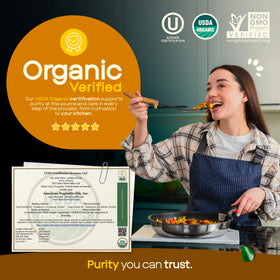 AVO Organic Canola Oil label close-up—certified organic and non-GMO.