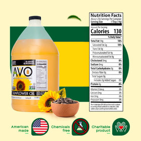 AVO Sunflower Oil healthy fats visual suggesting a balanced oil profile.