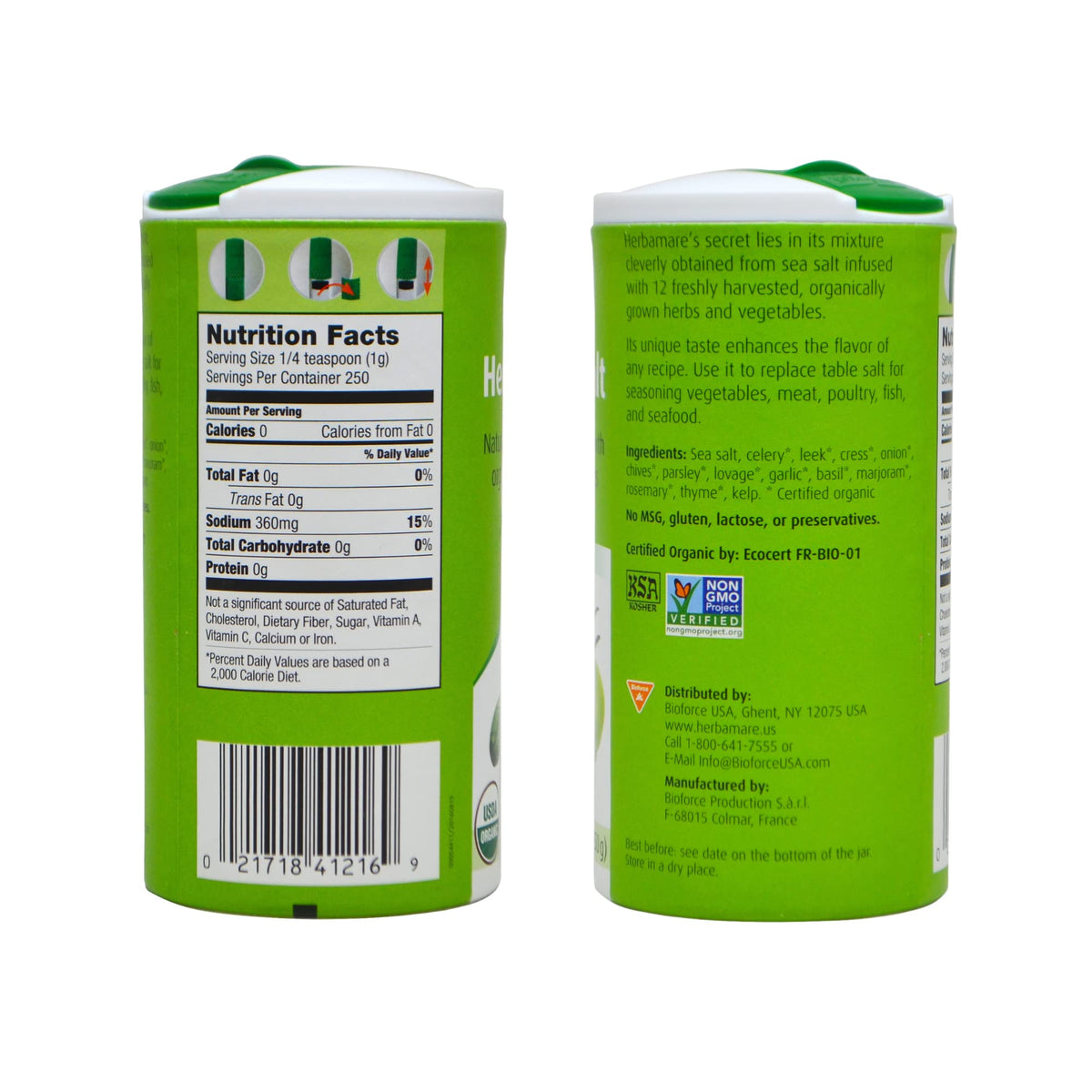 Close-up of Herbamare herb mix, highlighting organic ingredients and aroma.