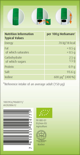 A.Vogel Herbamare Original serving on a dish to elevate vegetables and meals.