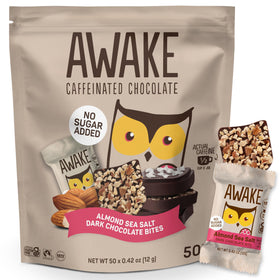 AWAKE caffeinated chocolate bites packaging keeps chocolate fresh during transit.