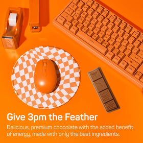 Awake caffeinated chocolate bar held for quick energy