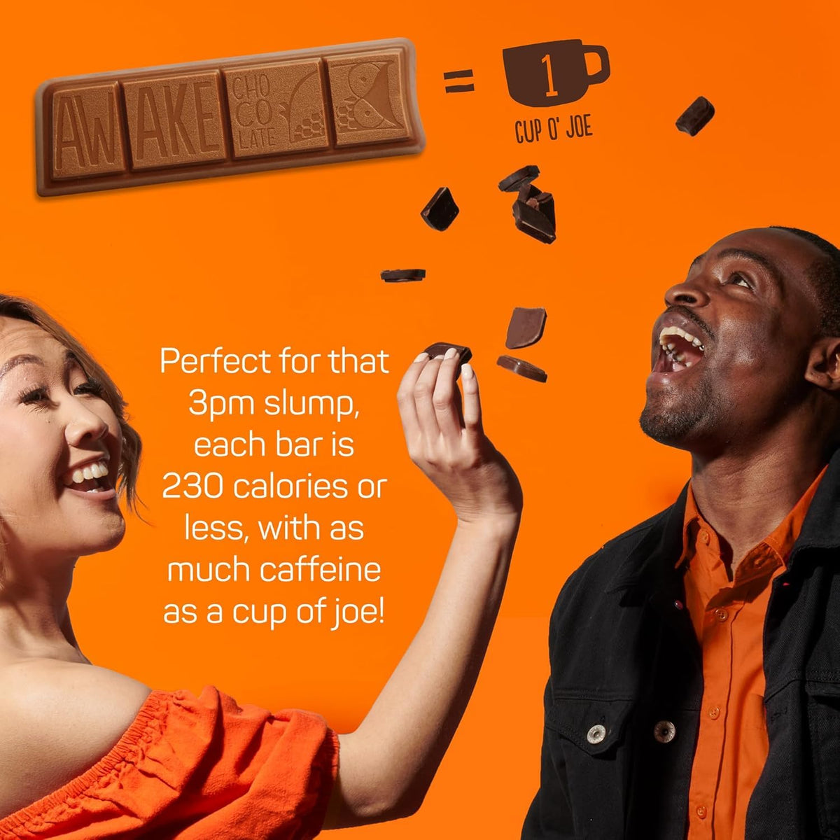 Fairtrade logo on Awake packaging highlighting ethical chocolate