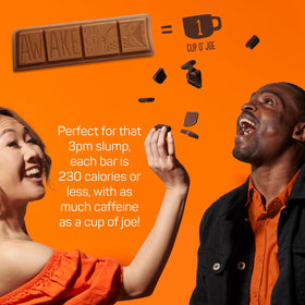 Fairtrade logo on Awake packaging highlighting ethical chocolate