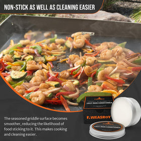 Cast iron pan coated with AWEASROY to form a protective non-stick layer