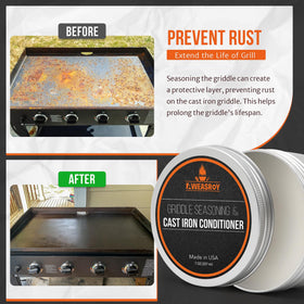 AWEASROY cast iron seasoning jar closeup showing protective coating