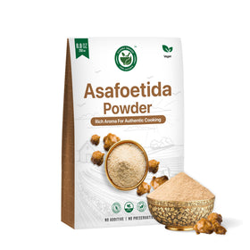 AYUSHKA ORGANIC asafoetida powder jar for authentic dals and curries.