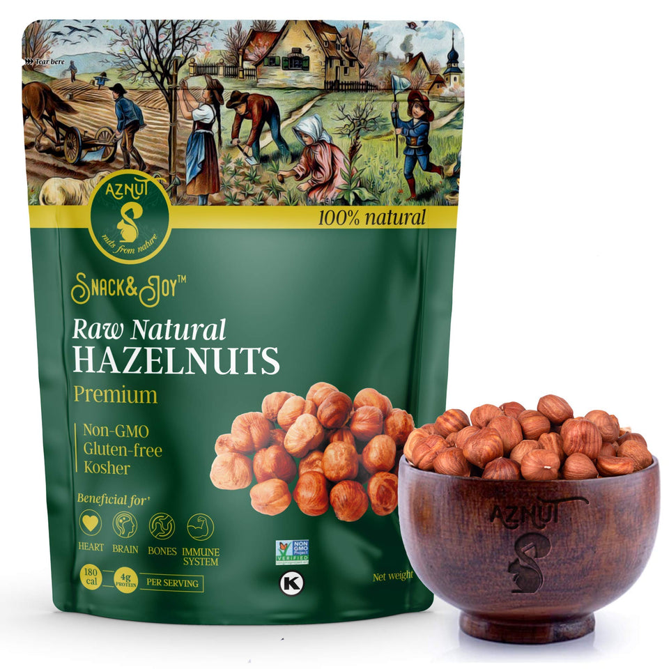 AZNUT hazelnuts shelled close-up with rich, natural texture and aroma.
