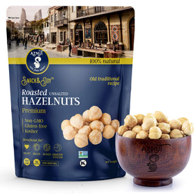 AZNUT roasted hazelnuts in resealable bag for convenient snacking