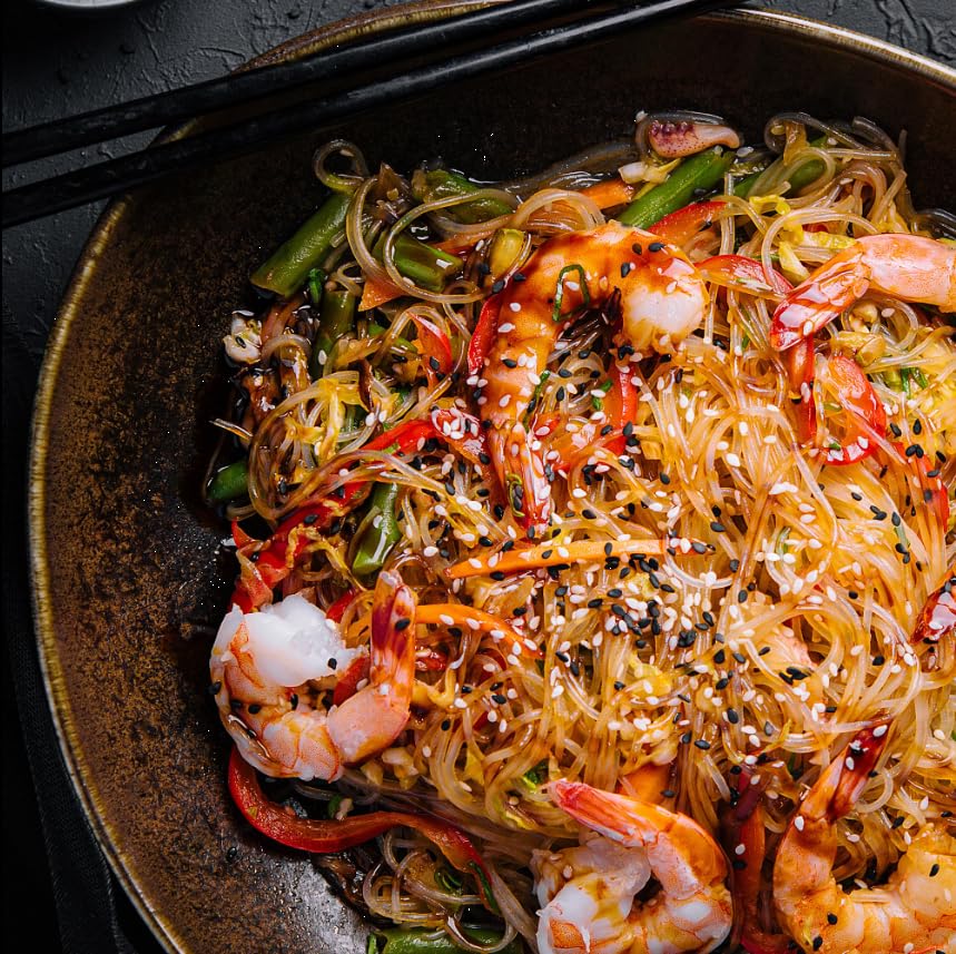 B Bob’s Ginger Noodle Sauce poured over noodles for fragrant flavor boost