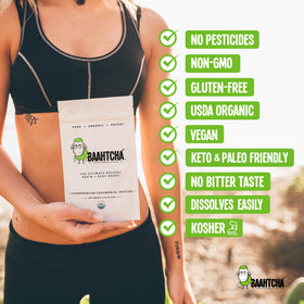 BAAHTCHA matcha dissolves smoothly when stirred into milk or water