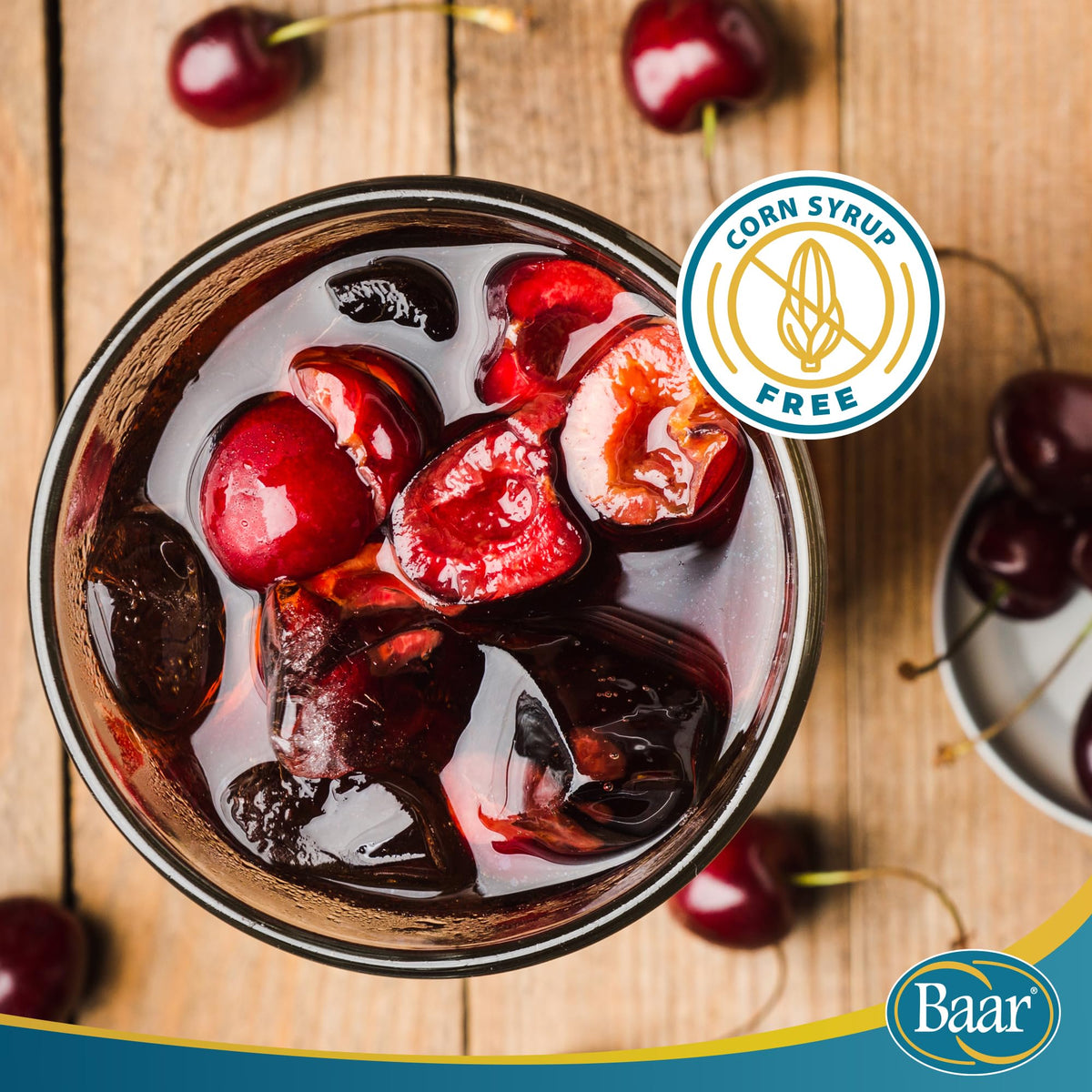 Baar Cherry Cola Syrup bottle on a clean kitchen counter