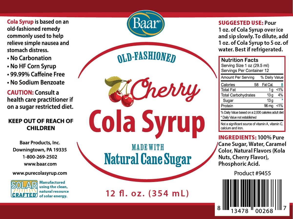 Baar Cherry Cola Syrup being poured into a glass for easy mixing
