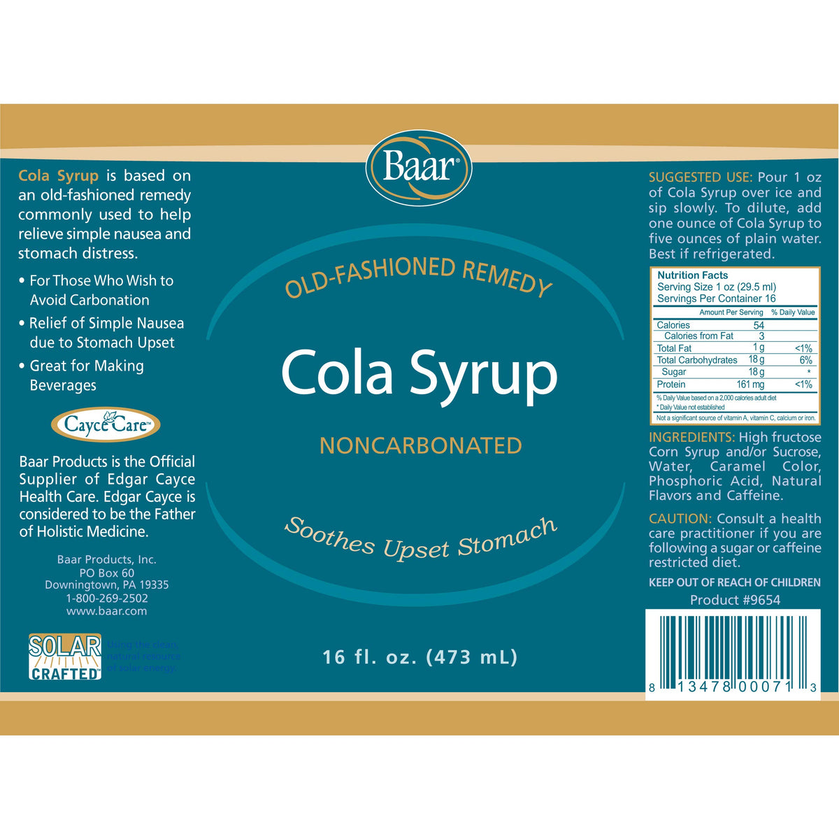 Baar Cola Syrup over ice highlights easy, gentle preparation