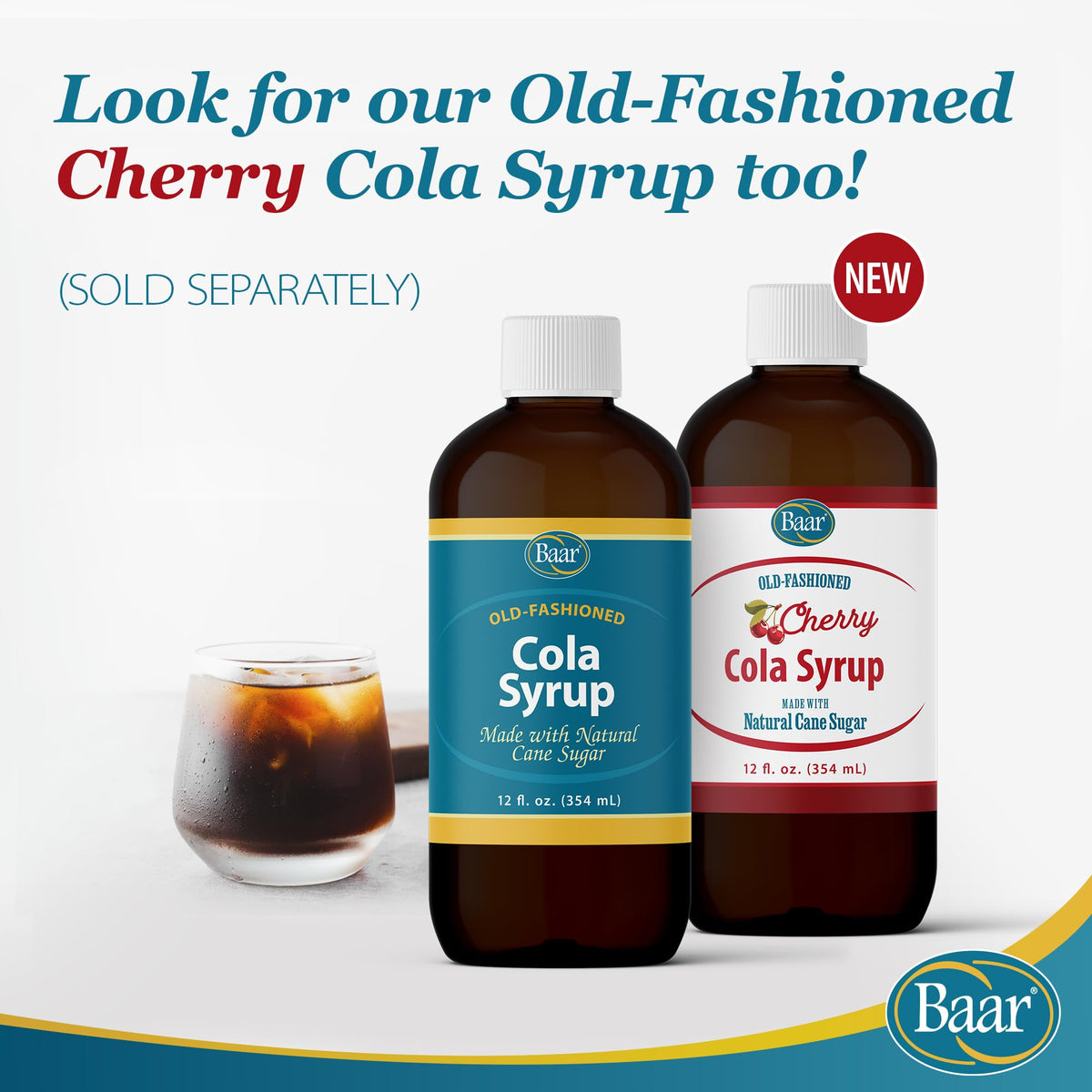 1 oz Baar Cola Syrup poured over ice for instant flavor.