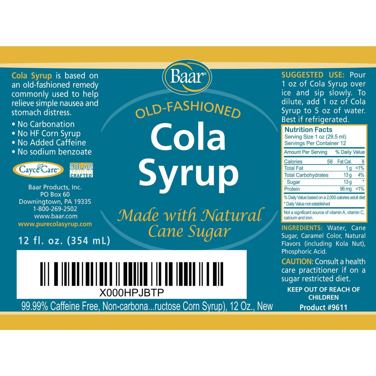 Baar Cola Syrup poured over ice for a refreshing, non-carbonated drink.