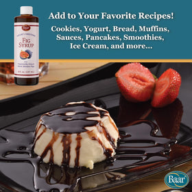 Baar Fig Syrup with spoon, ready to drizzle on yogurt or oats.